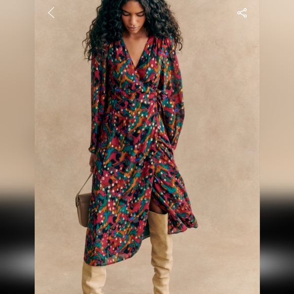 Sezane Dresses & Skirts - Sezane Linoy Multicolor Long Sleeve Wrap Dress